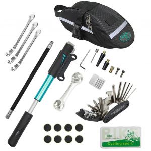 De R&eacute;paration De V&eacute;los Kit 16-En-1 Jeu D'outils Avec 120psi Mini Pompe De Pneus Et D'application De Correctifs Du Kit De Montagne Et V&eacute;lo De Route - Neuf