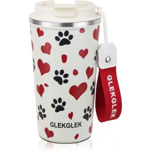 Sjzg-Mug Isotherme Caf&eacute; 500ml, Mug De Voyage Pour Boissons Chaudes Double Paroi Anti-D&eacute;versement Motif Coeur Original Tasse Cafe Pour Gar&ccedil;on Fille Cadeau - Neuf