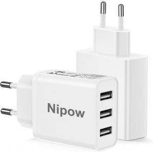 LORANKA-Chargeur USB Multiple Lot de 2, 3 Ports Multiprise USB Prise Murale Multiple Chargeur Rapide 15W, Adaptateur Bloc Secteur USBA Charge Rapide pour Galaxy S25 S24 S23, iPhone Air 17 16 15 14 13 - Neuf