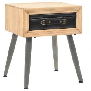 Table de Chevet en Bois de Sapin Massif | 43 x 38 x 50 cm, Compacte, Gain de Place, Style Retro avec Tiroir Valise - Neuf
