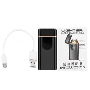 HJLIAN Briquet electrique coupe-vent rechargeable USB a double arc avec detection d'empreintes digitales, noir - Neuf