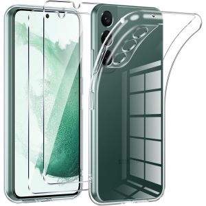 Kal-Coque Pour Samsung Galaxy S22 5g Avec 2 Pièces Protection Écran En Verre Trempé,Ultra Transparente Silicone En Gel Tpu Souple Pour Samsung S22 5g Couqe,Antichoc Anti-Jaune Etui Bumper - Neuf