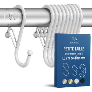 Eryi-10 Crochets En Forme De S Avec Système Anti-Chute. Longueur: 6,5cm. Pour Barres Jusqu'à 1,5cm De Diamètre. Aide À L'organisation De La Maison. (Blanc, Petit (Barres<1,5cm)) - Neuf