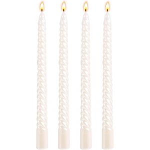 Kalanka-Bougies Torsadées De 25,4 Cm En Forme De Bâtonnet En Spirale - Ne Coule Pas - Durée De Combustion De 7 Heures - Non Parfumées - Longues Bougies Décoratives Pour Noël Et Anniversaire (Blanc) - Neuf
