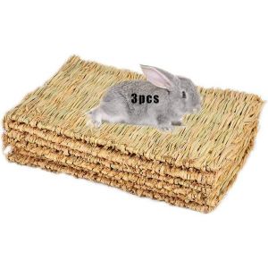 Tapis En Gazon Naturel Pour Petits Animaux &iquest; Liti&egrave;re Douillette, Jouet &Agrave; M&acirc;cher Et Aire De Jeu Pour Lapins, Cochons D'inde, Hamsters Et Oiseaux &iquest; Lot De 3 - Neuf