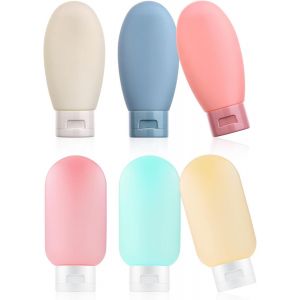 Flacons de Voyage en Silicone 60ML-Kit &Eacute;tanche pour Articles de Toilette,Cosm&eacute;tiques,Shampoings,Lotion,Cr&egrave;me - Neuf