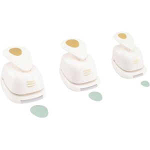 Chenquansarl-Perforatrices ?uf - Lot De 3 Pcs - Pour Projets Diy, Papier Scrapbooking, Bullet Journaling, Cartes De V?ux, Papier D&eacute;coupage, &Eacute;tiquettes, D&eacute;corations, Blanc/Dor&eacute; - Neuf