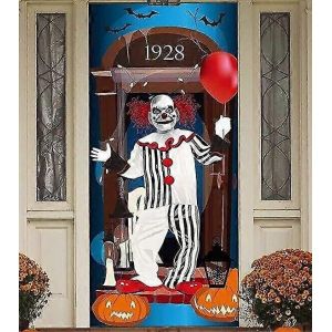 Creepy Clown Door Cover Wall Scene Setter Halloween D&eacute;coration Affiche Scary It Scary It - Neuf