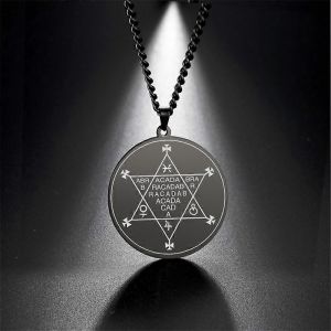 Vintage Wicca Abracadabra Pendentif Colliers En Acier Inoxydable Occulte Wahyeh B&eacute;ni Pentagramme De Salomon Amulette Bijoux - Neuf