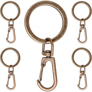 Checarzhn--No1-Lot De 5 Mousquetons Avec Anneau Porte-Clés En Argent Brillant Pour Trousseau De Clés, Mini Mousquetons Rotatifs, Porte-Clés Pour Bricolage - Neuf