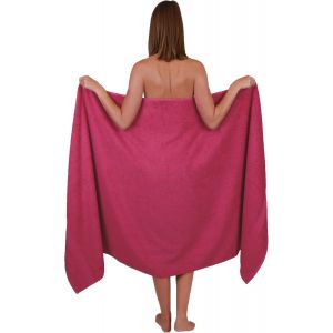 Serviette De Bain Xxl Palermo 100% Coton 100x200 Cm Couleur Rouge Canneberge - Neuf
