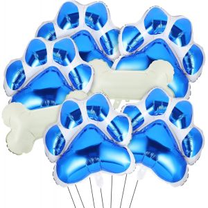 Lot De 5 Ballons En Aluminium À Motif Empreintes De Pattes De Chien (71,1 X 66 Cm) - Décoration D'anniversaire Pour Filles Et Garçons - Bleu Et Blanc - Neuf