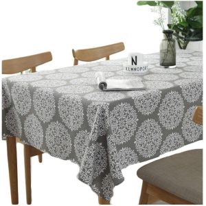Sjzg-Nappes R&eacute;tro Grise Nappe Rectangulaire Housse De Table En Lin De Coton Convient Pour Int&eacute;rieur Et Ext&eacute;rieur(Gris, 140&times;300cm) - Neuf