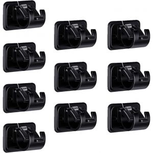 Pack De 10 Auto-Adhesif Tringle A Rideau Detenteurs Pas De Per&ccedil;age De Rod De Rideau Crochets Porte-Serviettes Pour La Salle D'accueil De L'hotel Noir - Neuf