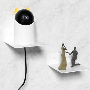 Cmwx-&Eacute;tag&egrave;re Murale Metal Lot De 2, 12.5cm Petites Etageres Murales Avec Trous De C&acirc;ble, Mini Etagere Salle De Bain Sans Percage, Pour Petits Objets, Salon Et Chambre Etc(Blanche) - Neuf