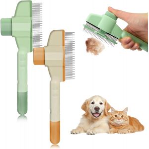 2 Pi&egrave;ces Peigne Anti Puces Pour Chat, Peigne Anti-Puces Pour Et Chien, Peigne De Toilettage Pour Animaux Outil D'&eacute;pilation, Brosse Pour Chiots Et Chatons (Orange + Vert) - Neuf
