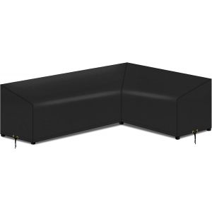 Ulteronixshop-Housse de canap&eacute; de jardin en forme de L, imperm&eacute;able, coupe-vent, anti-UV, tissu Oxford 420D pour canap&eacute; d'angle en rotin, 286 (gauche) x 222 (droite) x 82 x 64/78 cm &iquest; Noir - Neuf