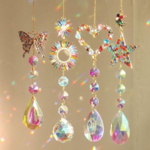 MEVRONISSHOP-Lot de 4 boules de cristal attrape-soleil &agrave; suspendre - Cristal transparent - Prisme - Pour fen&ecirc;tre, maison, jardin - Neuf