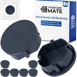 Cache-prise,8 pièces,en gris,protection de prise contre la poussière,les éclaboussures,pour prise SchuKo type F,couvercle pour bloc multiprise,prises multiples,enrouleur de câble,cuisine - Neuf