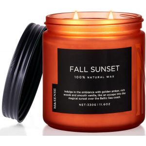 Kalanka-Bougie Parfumée Pomme Épicée À Deux Mèches. Bougie En Soja Naturelle De 330 G Pour La Décoration D'automne. Brûlage De 70 Heures. Cadeau De Bougie Parfumée Forte Pour Les Fêtes De Noël. - Neuf