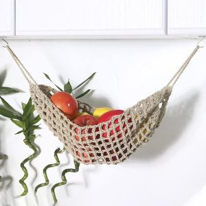68 cm/26,7 pouces, Lot de 1 hamacs à fruits à suspendre sous une armoire, filet à fruits pour décoration de cuisine bohème, bananes, fruits, séparateur de l'espace sur le comptoir - Neuf