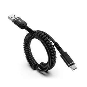 JGD-C&acirc;ble USB C Spiral&eacute; Charge Rapide, [0.4M-1.8M] Cable Chargeur Type C, C&acirc;ble USB A vers USB C R&eacute;tractable pour Samsung Galaxy S25 S24 S23 S22 S21 A17 A16 A15 A14 A56 A55 A36,iPhone 17 Pro 16 15,Xi - Neuf