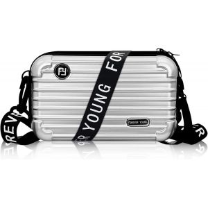 Sac &agrave; Bandouli&egrave;re pour Femme 18 * 11 * 6cm Petit sac &agrave; Bandouli&egrave;re en PVC en Forme de Valise pour Smartphone,Cl&eacute;,Pochette Sac Telephone Portable Femme avec R&eacute;glables Bandouli&egrave;re - Neuf