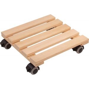 ERYI-825280 Chariot Pour Plantes 300 X 300 Mm ¿ Charge Maximale 60 Kg ¿ Plaque En Pin ¿ Naturel ¿ Roulettes Tpe Avec 4 Blocages/Rouleau D'Intérieur/Support De Transport Pour Plantes - Neuf