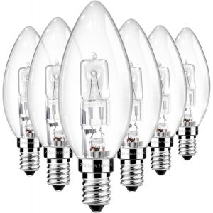KAL-Ampoule Bougie Halogène 28W, Dimmable, Transparentes Ampoule Ses Petite Vis Edison, Blanc Chaud 2700K, 350Lm, E14 Halogène Vintage Lampe Pour Suspension, Applique, Lot De 6 - Neuf