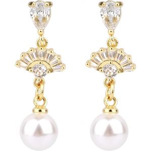 Kalhx-Boucles D'oreilles Perle Délicates Pour Femmes,Boucles D'oreilles Pendantes Dorées Clous Mariage Perle Pour Mariées Demoiselles D¿Honneur Cadeaux Anniversaires Fêtes Ou Usage Quotidien - Neuf