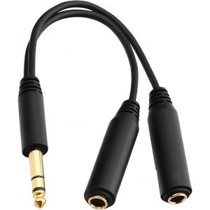 C&acirc;ble S&eacute;parateur 1/4, Prise M&acirc;le St&eacute;r&eacute;o Trs De 6,35 Mm Vers C&acirc;ble Audio S&eacute;parateur En Y Jack Femelle St&eacute;r&eacute;o Trs De 6,35 Mm, 8 Pouces/20 Cm[Z4657] - Neuf