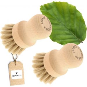Lot de 2 brosses &agrave; Champignons, pour Nettoyer en Douceur Les Champignons ou Les l&eacute;gumes, en CRIN de Cheval Doux et Bois de h&ecirc;tre - Neuf
