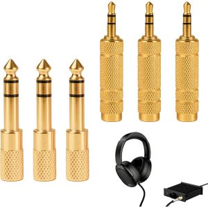 LORANKA-6 Pi&egrave;ces Adaptateur Casque 6.35 mm (1/4 Pouces) Homme &agrave; 3.5 mm Femme Et Prise Audio St&eacute;r&eacute;o 3.5 mm M&acirc;le &agrave; 6.35 mm (1/4 Pouces) Femelle, Adaptateur Jack pour Casque/Haut-parleurs/Guitare/Piano - Neuf