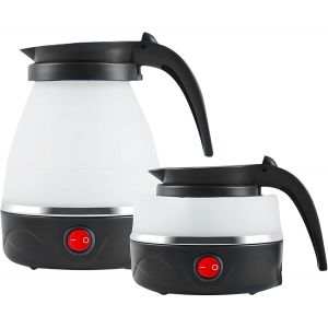 KALANKA-Bouilloire Pliable, Bouilloire De Voyage 600ml, Mini Bouilloire Electrique de Silicone Portable pour Le Camping, Voyage de Plein Air (Noir) - Neuf