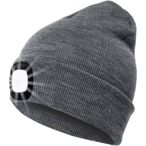Casquette Led En Tricot Avec Lumière Rechargeable Par Usb, Éclairage Et Modes D'avertissement Clignotant 8 Led, Installation Facile Avant Et Arrière, Bonnet En Tricot Chaud D'hiver - Neuf