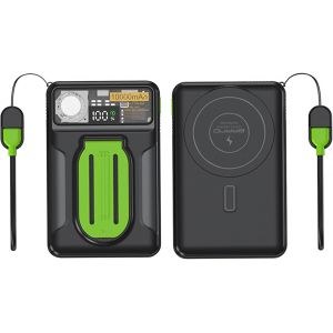 Batterie Externe Magnétique 10000mah, Magnétique Power Bank Pd 22.5w Charge Rapide, Powerbank Sans Fil, Chargeur Portable Avec Usb-C Entrée, Power Bank Avec Câble, Support Et Affichage Led - Neuf