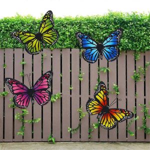 Papillon en métal décoration murale extérieur,paquet de 4 papillons en métal suspendus - Neuf