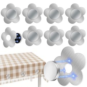 Sjzg-8 Pi&egrave;ces Poids De Nappe, Poids Nappe En Acier Inoxydable Magn&eacute;tique, Nappe Extra Lourde, Poids De Nappe De Table Exterieur Pour Pique Nique, Camping, Jardin, Nappe, Rideaux (Fleur) - Neuf
