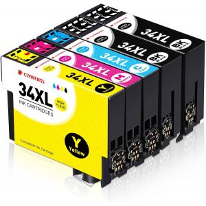 34 Xl Cartouches D'Encre Compatibles Avec Epson 34Xl 34 Xl Multipack Pour Workforce Pro Wf-3720Dwf Wf-3725Dwf Wf-3720 Wf-3725 Wf3720 Wf3725 Cartouche, 5-Pack (2 Noir 1 Cyan 1 Magen[ENC944079] - Neuf