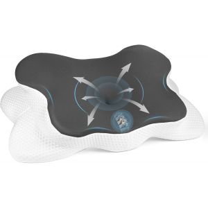 Oreiller Ergonomique Cervical Pour Soulager Les Douleurs De Nuque Et &Eacute;paules, Oreiller Memoire Forme Adapt&eacute; Aux Dormeurs C&ocirc;t&eacute;/Dos/Ventre, Oreiller Anti Ronflement Th&eacute;rapeutique - 64&times;36&times;12/9 Cm - Neuf
