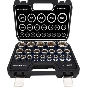 VornixorSarlshopLot de 21 cl&eacute;s &agrave; douille multidents avec profil 12 et 6 pans, 8-36 mm, XZN Torx - Neuf