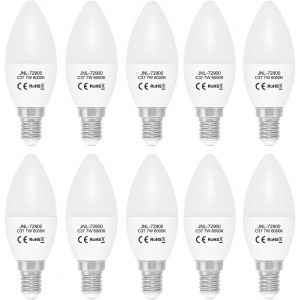 Kalanka-- Lot De 10 Ampoules Led E14 C37 De 7w &iquest;&iquest;Quivalant &iquest;&iquest; 60w, 330o D'ouverture, Lumi&iquest;&iquest;Re Blanc Froid 6000k. Parfait Pour La Maison, Les Bureaux, Les Lampes De Table, Les Chambres &iquest;&iquest; Coucher. - Neuf