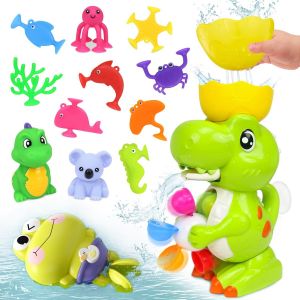 KAL-Jouets De Bain Bébé, Dinosaure Jeux De Bain Enfant Avec Animaux Jouets Flottants Et Jouet À Ventouse Silicone, Jouets De Piscine Bébé Cadeau Pour Garcon Fille - Neuf