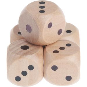 ERYI-Lot De 5 Grands Cubes En Bois - Grand Cube - Grand Cube De Jeu - 30 Mm - Dice En Bois - Neuf