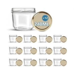 Lot De 12 Pots En Verre Avec Couvercles (240 Ml) Pour B&eacute;b&eacute; Et Des Confitures -Fabrication Fran&ccedil;aise - Neuf