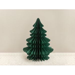 D&eacute;coration de table en forme de sapin de No&euml;l en papier alv&eacute;ol&eacute; vert de 20 cm - Neuf