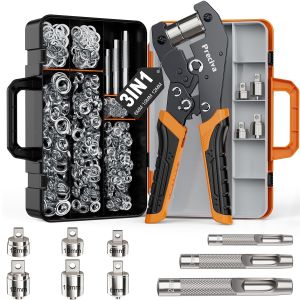 VornixorSarlshopKit d'Oeillets M&eacute;talliques&iquest;6/10/12), 300 Pi&egrave;ces Complets (6/10/12mm),Poin&ccedil;on &agrave; Oeillets avec 3 Emporte-Pi&egrave;ces,Pinces &agrave; Oeillets Pour R&eacute;paration et Installation de B&acirc;ches, Banni&egrave;res PV - Neuf