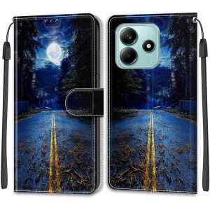 Kal-Coque Pour Xiaomi Redmi Note 14 5g, Fermeture Magnétique Pochette Protection Etui Housse Avec Fentes Pour Cartes Pu Étui Compatible Xiaomi Redmi Note 14 5g Lune - Neuf