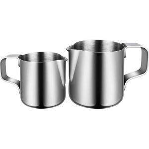 Pot &Agrave; Lait 150ml/350ml, Milk Pitcher En Acier Inoxydable Pot &Agrave; Lait Faire Mousser Pichet Art Latte Stylet Cuisine Maison Craft Caf&eacute; Latte Lait Pichet Pour Cappuccino Et Caf&eacute; Latte (Argent) - Neuf