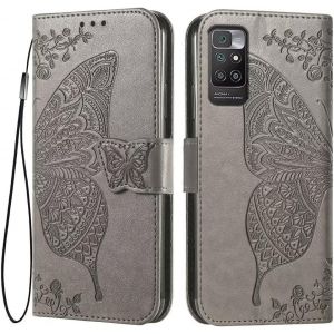 Kal-Coque Pour Redmi 10 / Redmi 10 2022 (6.5"" Inches) Etui Flip Magnétique Avec 3 Fentes Pour Cartes 1 Portefeuille, Housse - Gris - Neuf
